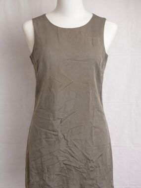 Cynthia Rowley Silk Shift Dress Green Gray Sleeveless Back Cutout Size 4